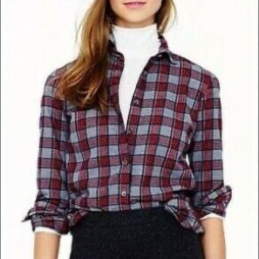 J.Crew Flannel Boy Shirt In Tartan Plaid
